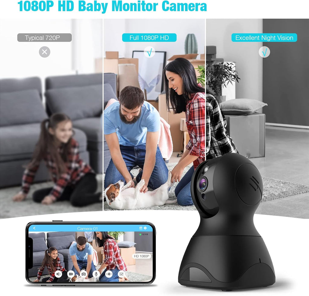 1080P WiFi Security Camera with 2-Way Talk, Night Vision, Pan/Tilt/Zoom, Pack of 2 K773822
