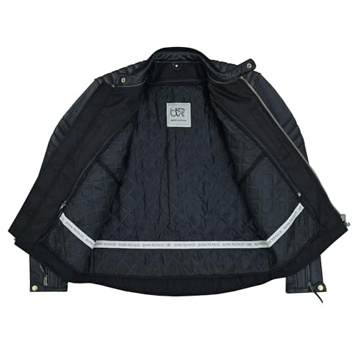Men's Distress Zip Up Leather Motorbike Jacket D12569