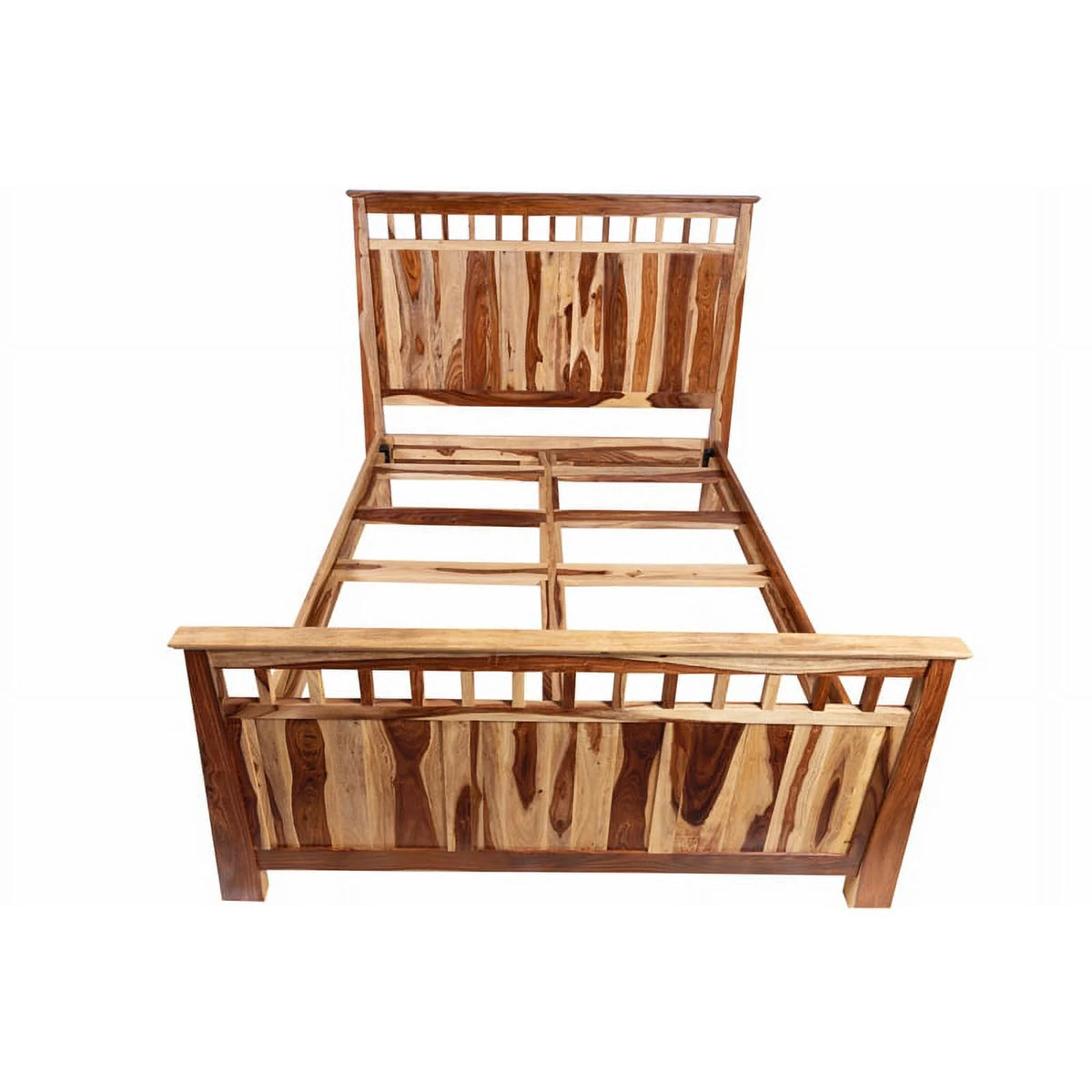 Solid Sheesham Wood Queen Bed with 2 Nightstands P3899