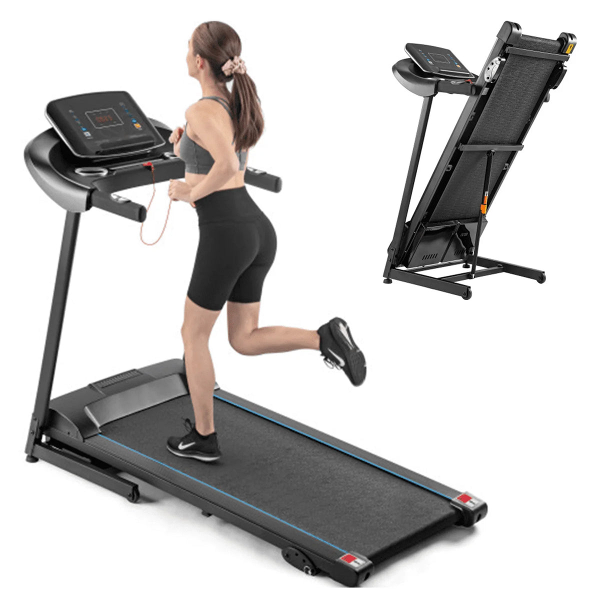 3.5HP Folding Electric Treadmill with Incline, Black F271018