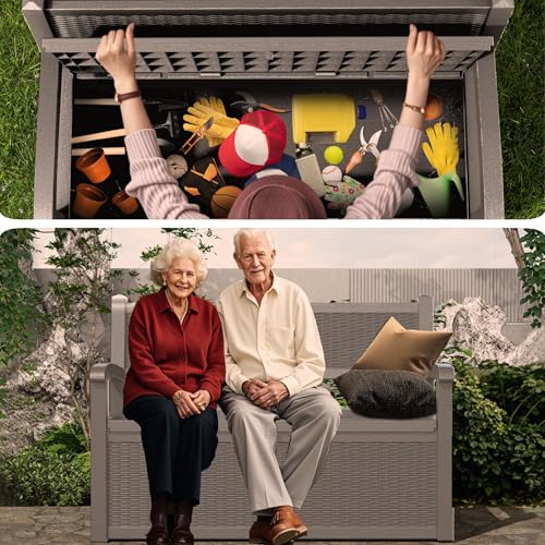 80 Gallon Waterproof Lockable Storage Bench Deck Box with Armrests L59809