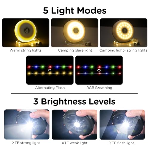 2-Pack 32.8FT Rechargeable Camping String Lights V335366
