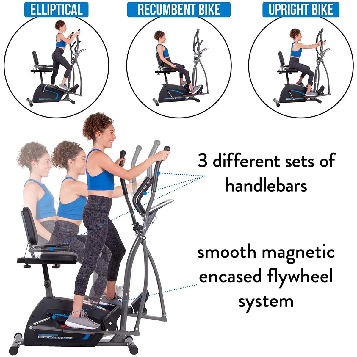 3-in-1 Elliptical Trainer with Magnetic Resistance N2519