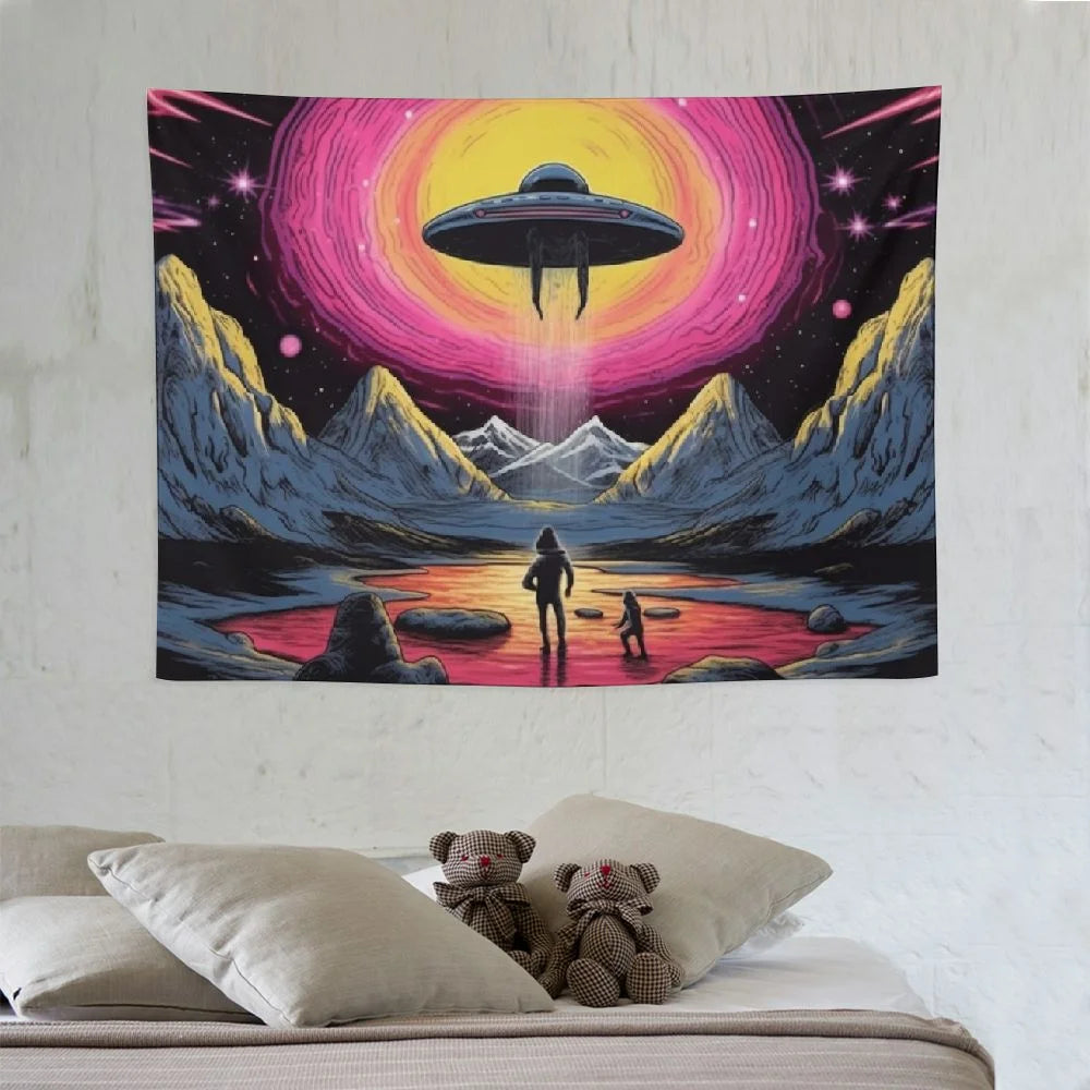 UFO Astronaut Galaxy Space Wall Art Tapestry S5018
