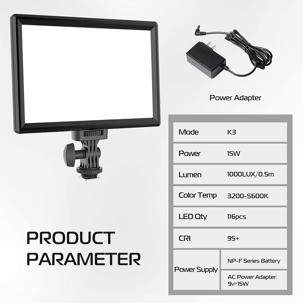 LED Panel Light with LCD Display, Dimmable Bi-Color 3200-5600K CRI95+ G770294