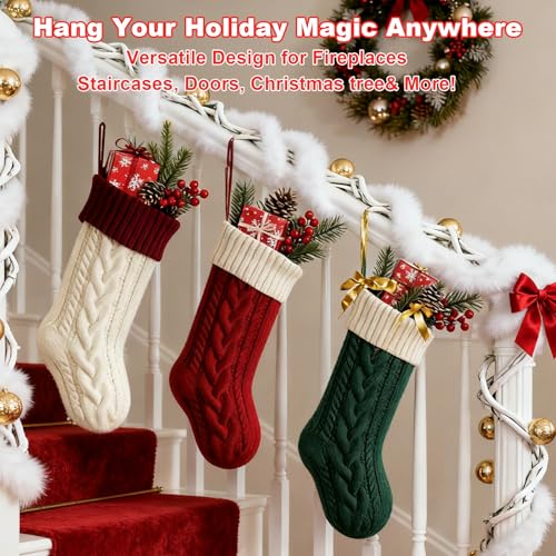 18 Inch Knit Christmas Stockings White Y20884