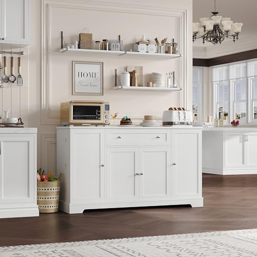54" Black Wood Buffet Cabinet with Drawer F742855