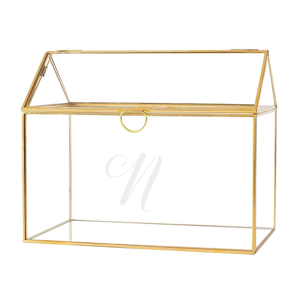 Gold Wedding Glass Terrarium Card Holder E494427
