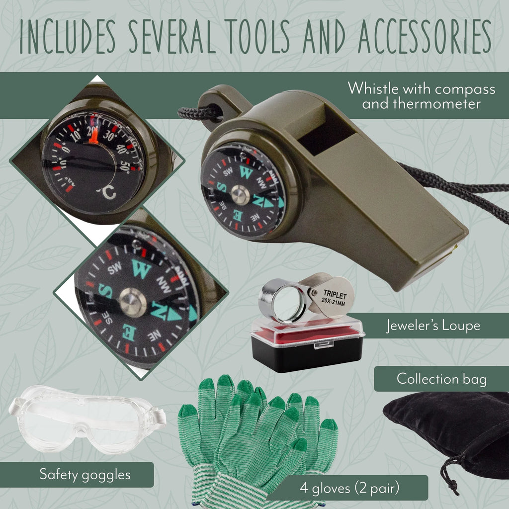 15-Piece Rockhound Mining Kit with Hammer, Chisels, Musette Bag P250349