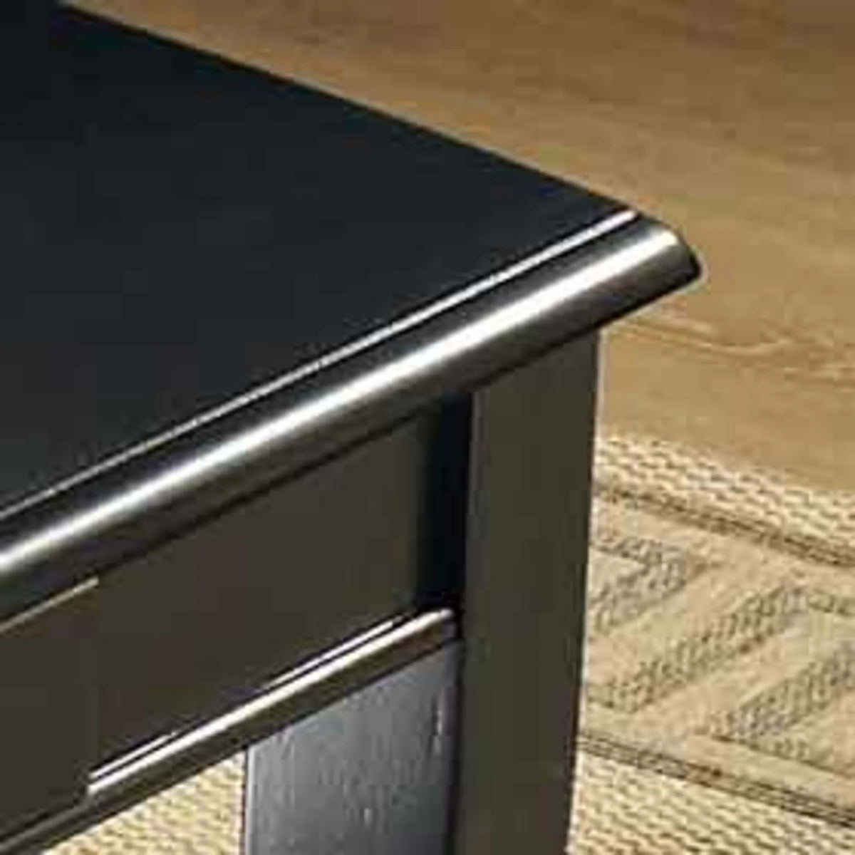 Black Rectangle Coffee Table with Storage and Shelf U581