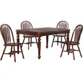 Chestnut Brown 5 Piece Extendable Dining Set with Butterfly Leaf Table D756