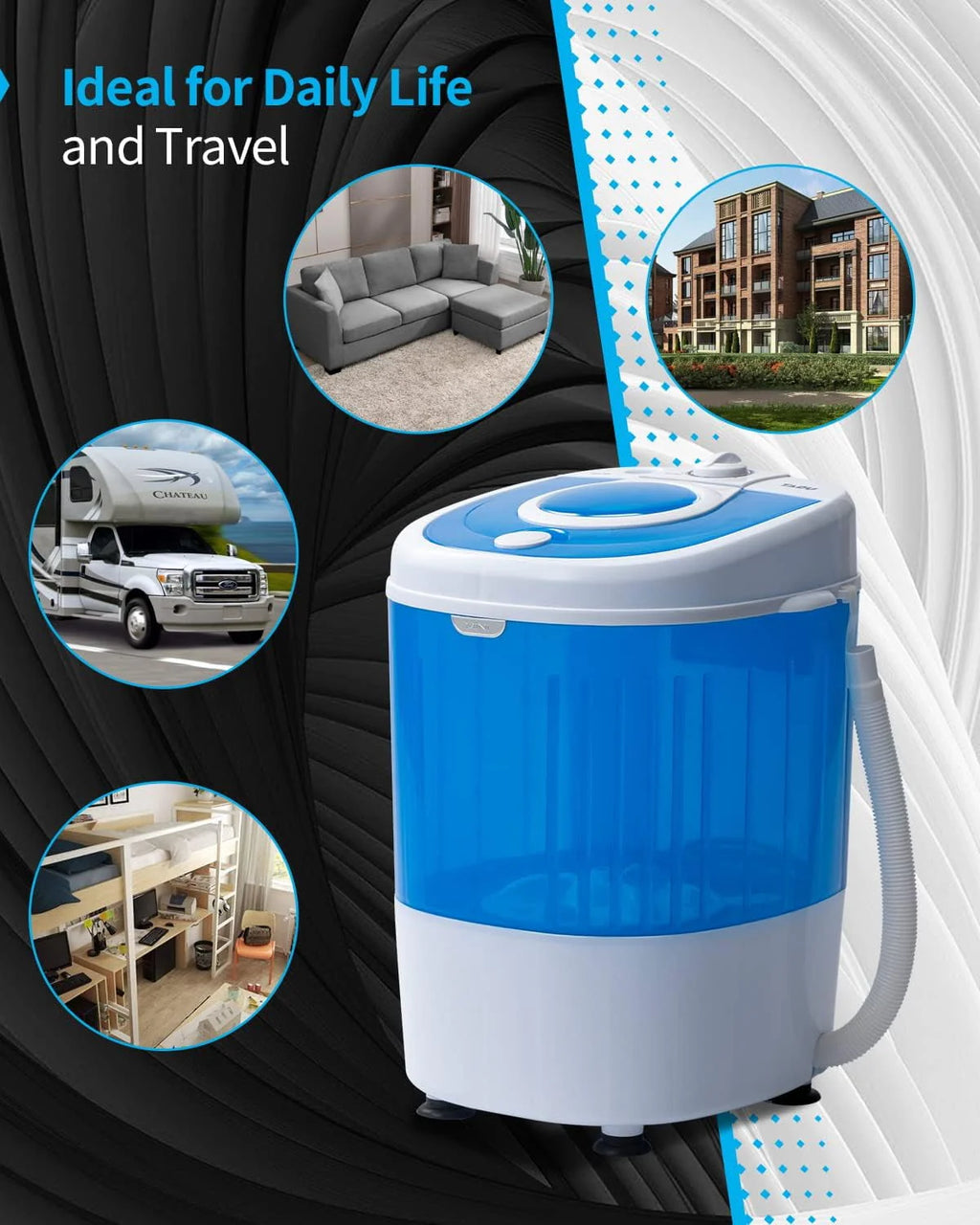 7.7lbs Mini Portable Washing Machine with Spiner Basket, Timer Control and Drain Hose, White L58440