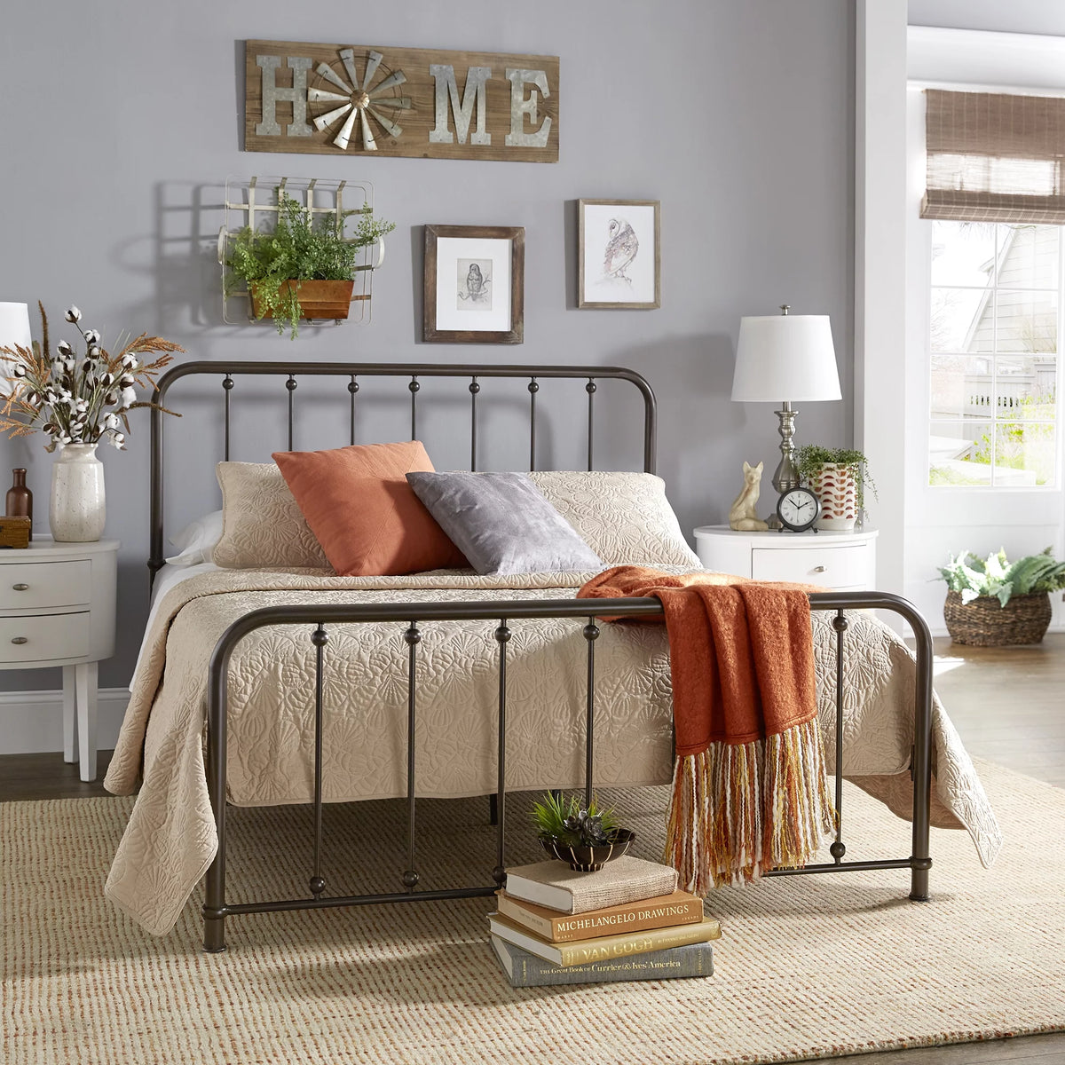 White Metal Platform Full Bed A7092