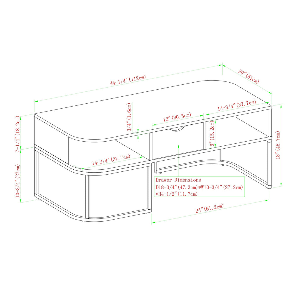 1-Drawer Curved Coffee Table Dark Walnut G58241