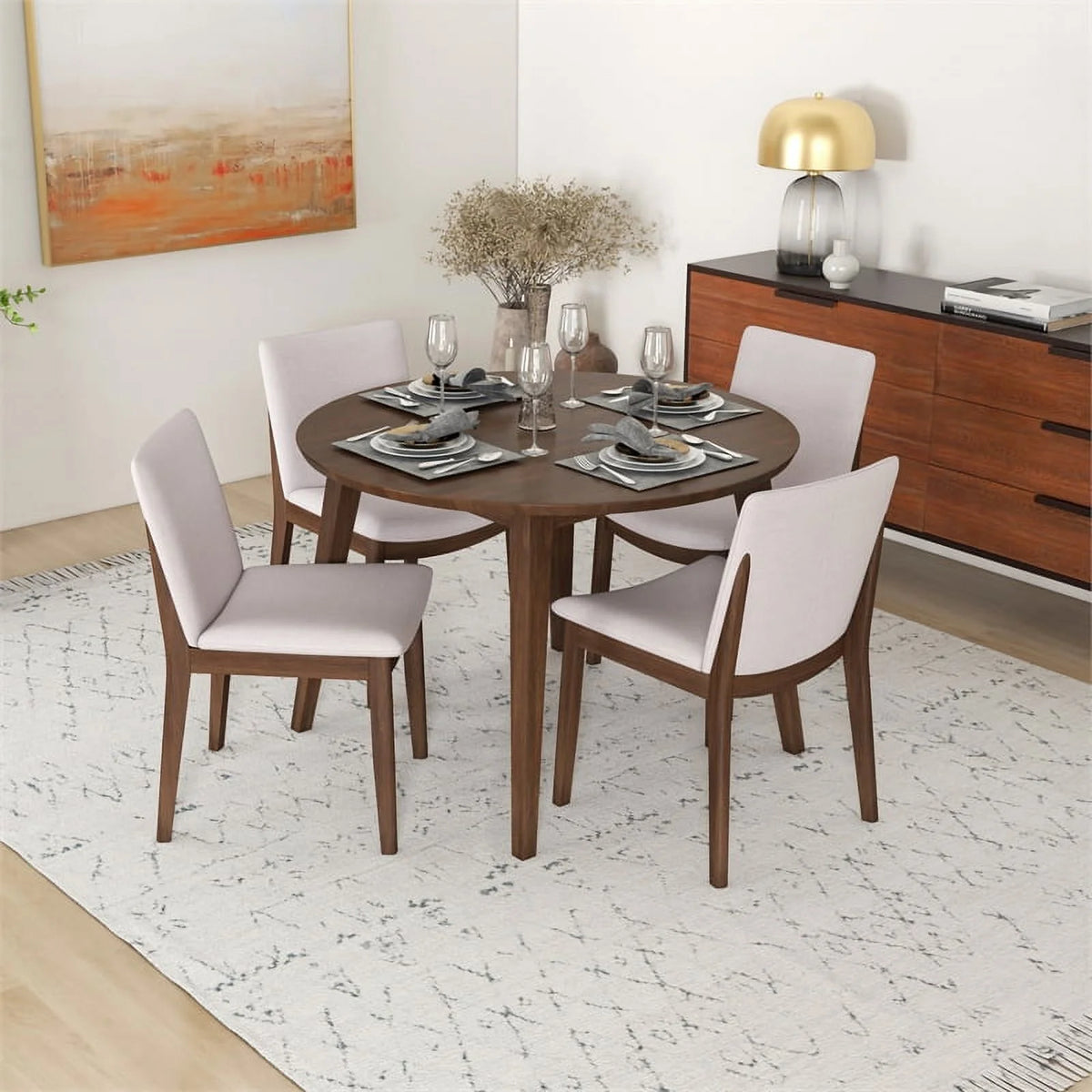 Solid Wood Dining Table and 4 Chair Set C37517