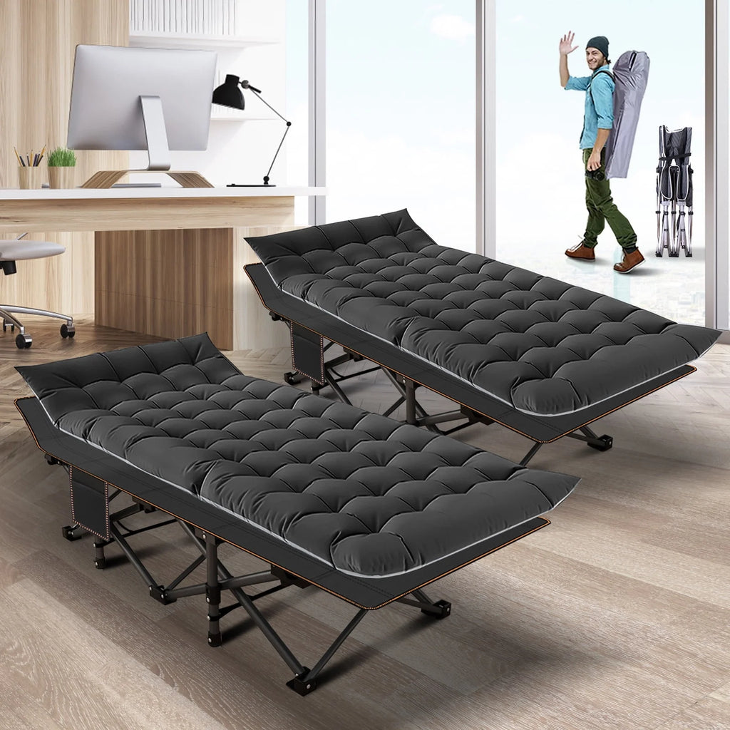Oversized XXL Folding Camping Cot with Cushion & Carry Bag D591717