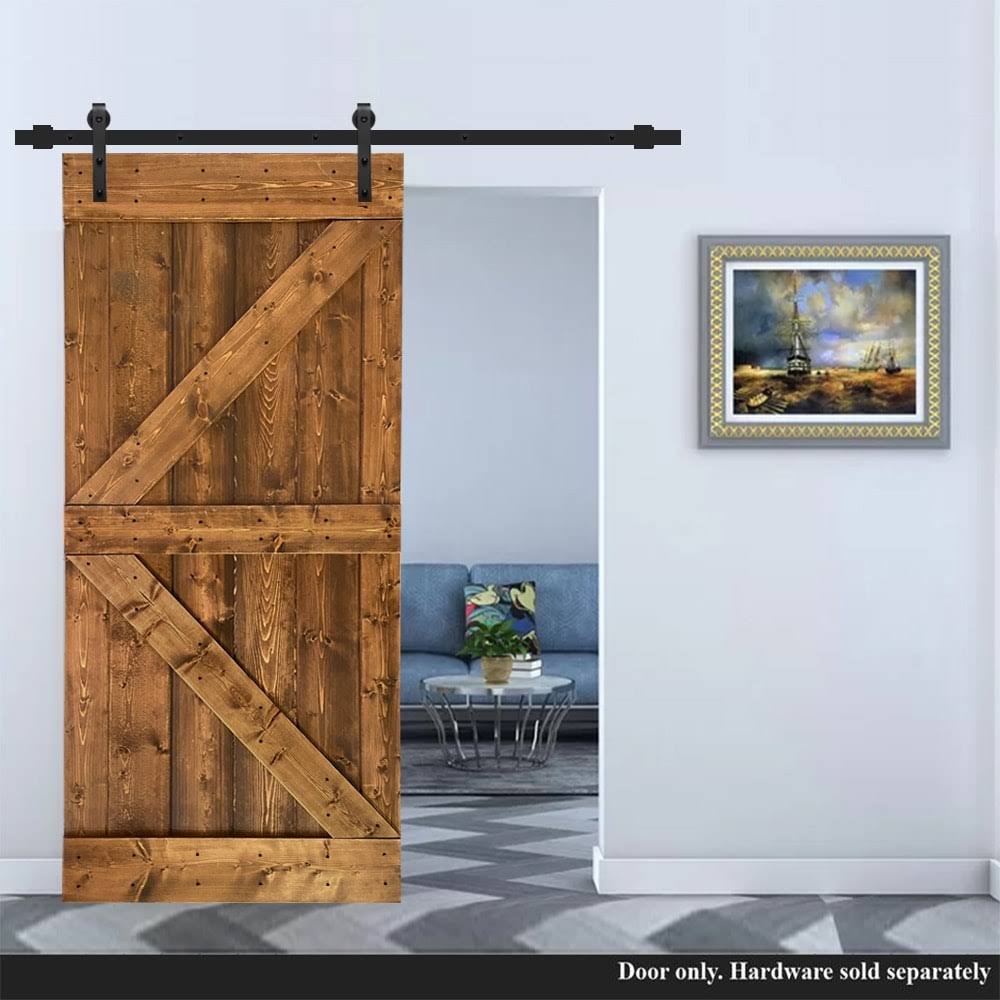 Walnut Stained Solid Pine Wood Interior Sliding Barn Door Slab B701