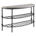 Golden Oak and Matte Metallic Gray Sofa Table with Wood Top W259968