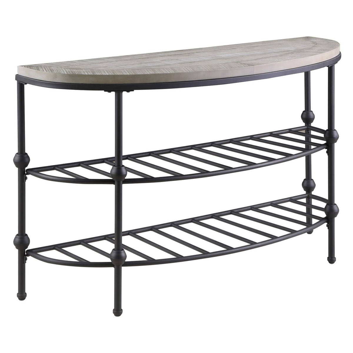 Golden Oak and Matte Metallic Gray Sofa Table with Wood Top W259968