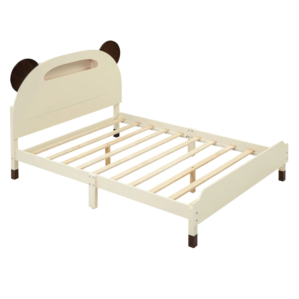 Full Size Bear-Shape Platform Bed with Nightstand and Storage Dresser E22367