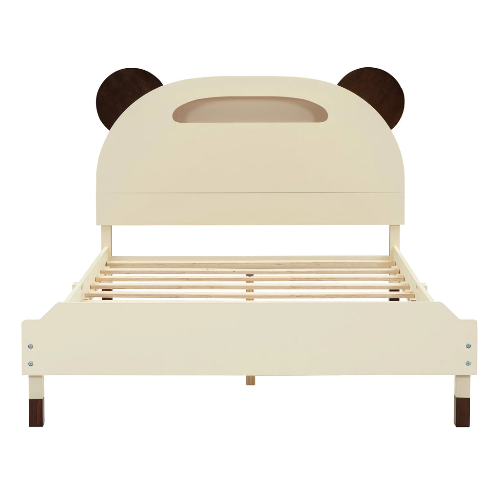 Full Size Bear-Shape Platform Bed with Nightstand and Storage Dresser E22367