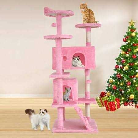 54-in Double Condo Cat Tree Tower Playhouse with Scratching Post & Perch K882
