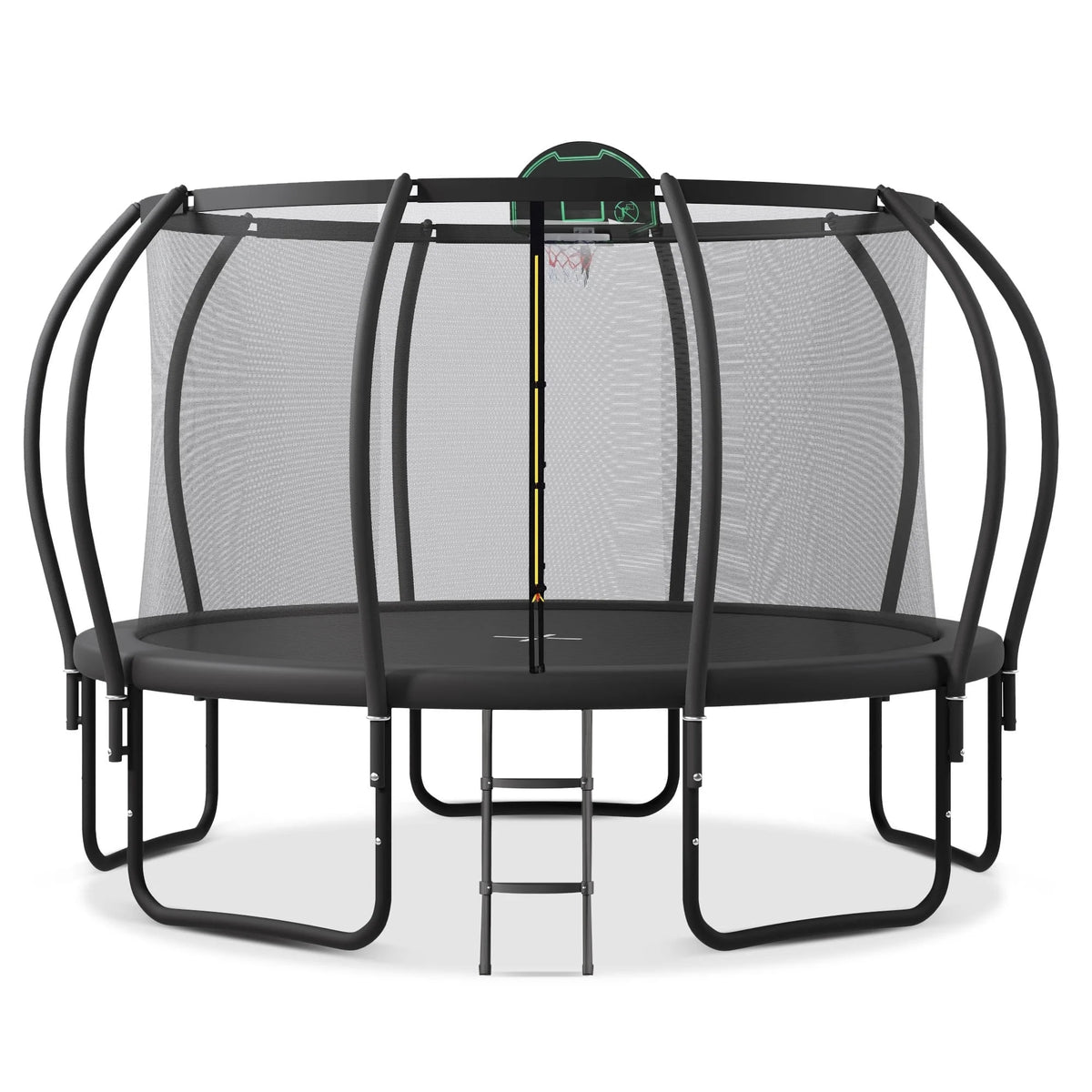 12FT-16FT Trampoline with Enclosure, Basketball Hoop, Wind Stakes I966