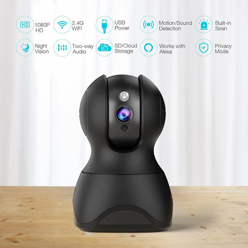 1080P WiFi Security Camera with 2-Way Talk, Night Vision, Pan/Tilt/Zoom, Pack of 2 K773822