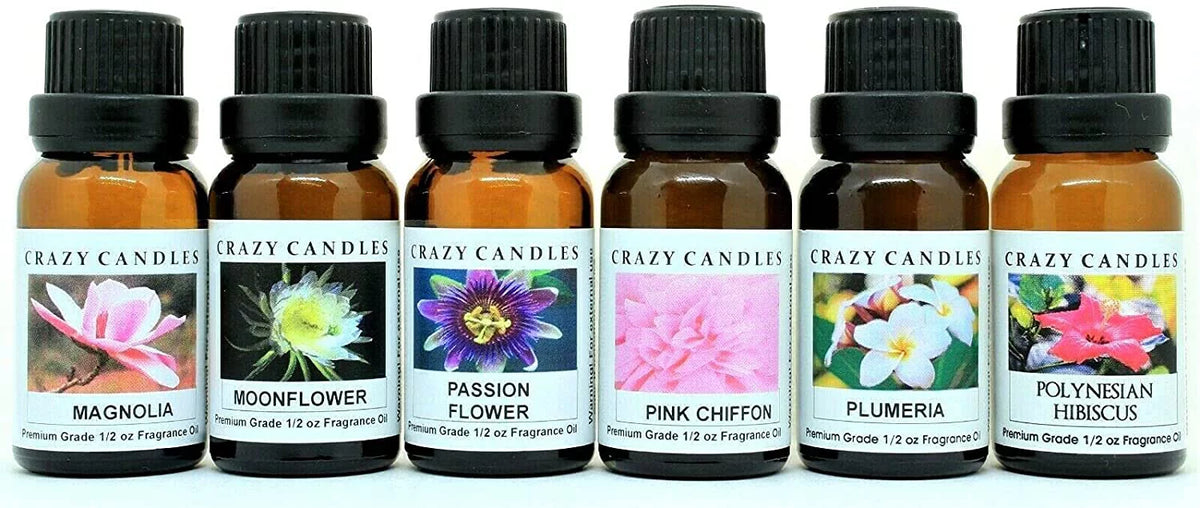 6 Bottle Set Scented Fragrance Oil 1/2 FL Oz Each G7059