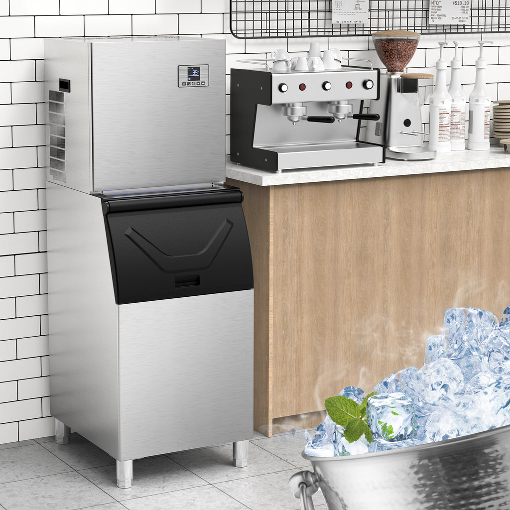 Commercial Ice Maker 355 Lbs/24H, 166 Lbs Storage Air-Cooled Ice Machine L791