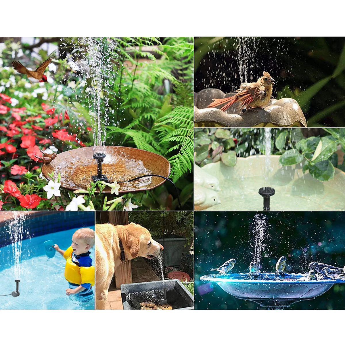 1.2W Solar Fountain Submersible Water Pump with 4 Types Sprinkler Heads L598
