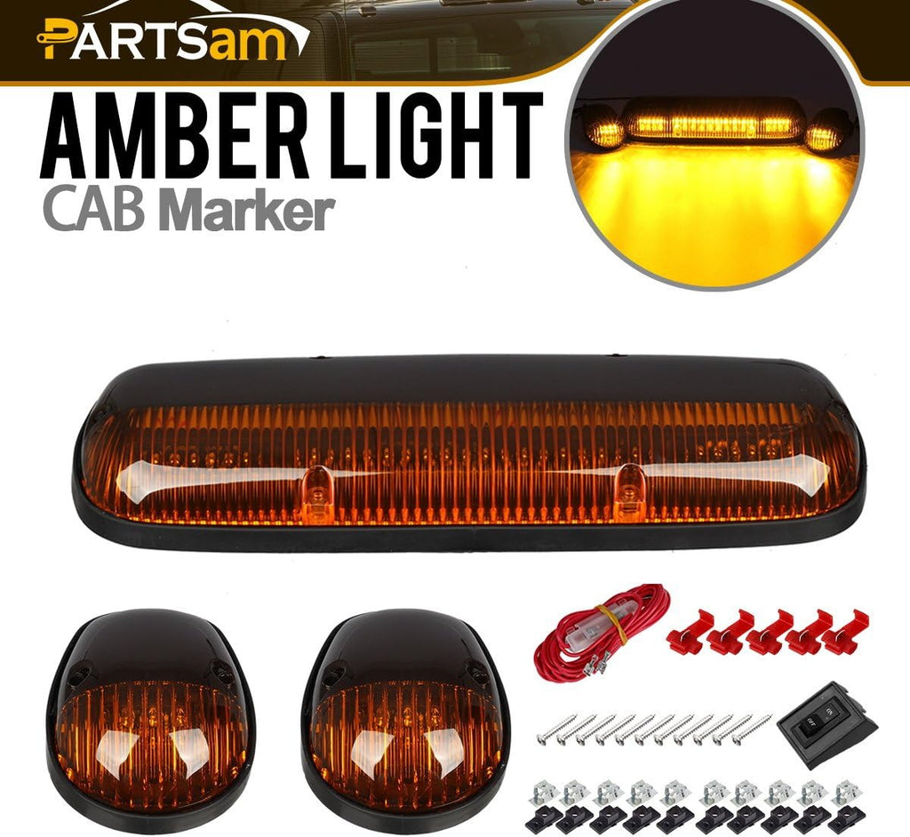 3pcs Smoke Cover Lens White 30 LED Cab Marker Roof Running Top Lights Assembly with Wire Pack J511