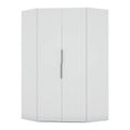Modern Corner Wardrobe Closet with 2 Hanging Rods in White X5125