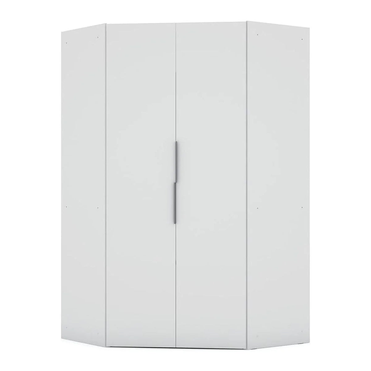 Modern Corner Wardrobe Closet with 2 Hanging Rods in White X5125