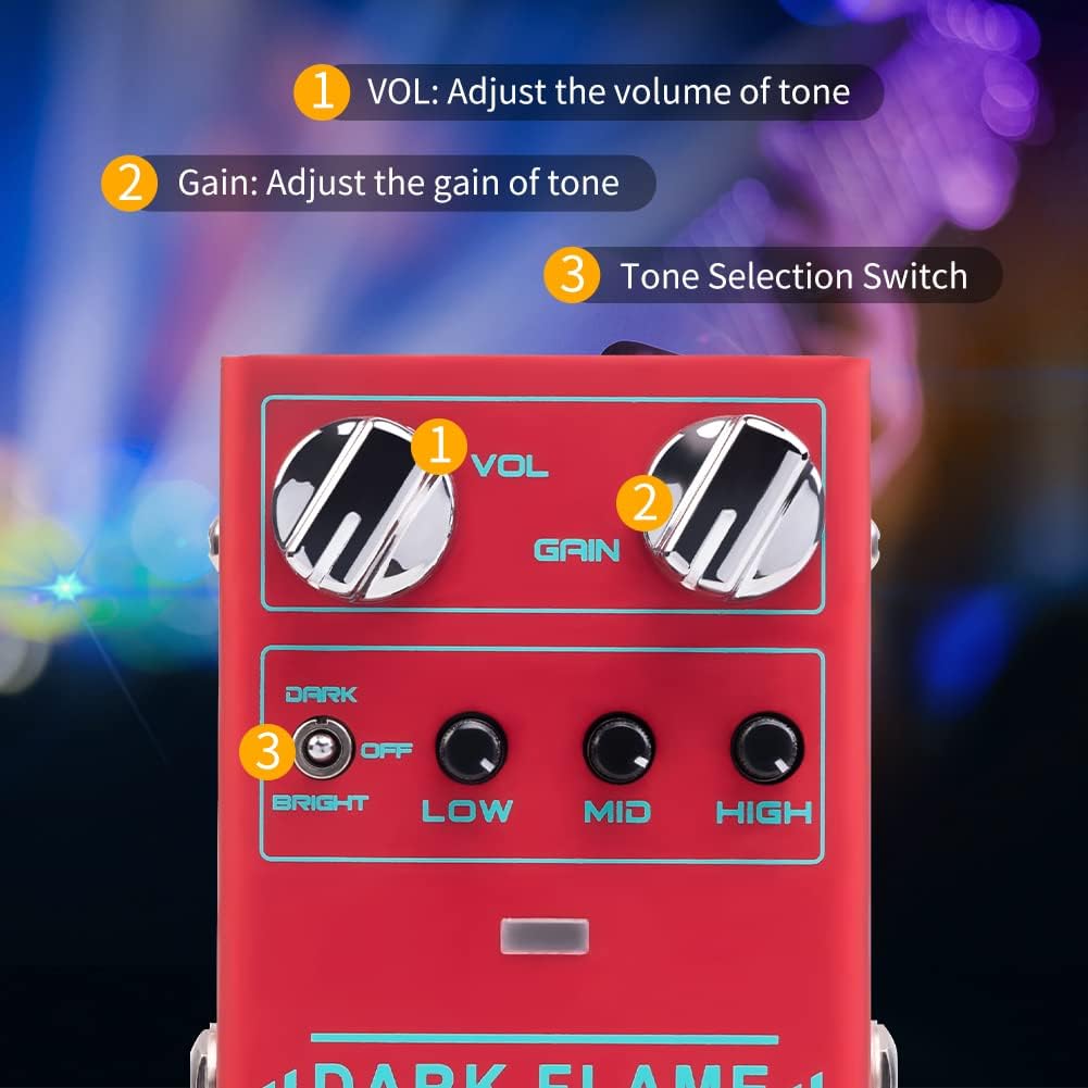 Modern Metal High Gain Distortion Guitar Effect Pedal Dark Flame R Series Distortion Pedal with Treble/Mid/Bass Knobs and Different Tone Style for Electric Guitar Pack of 2 A992206