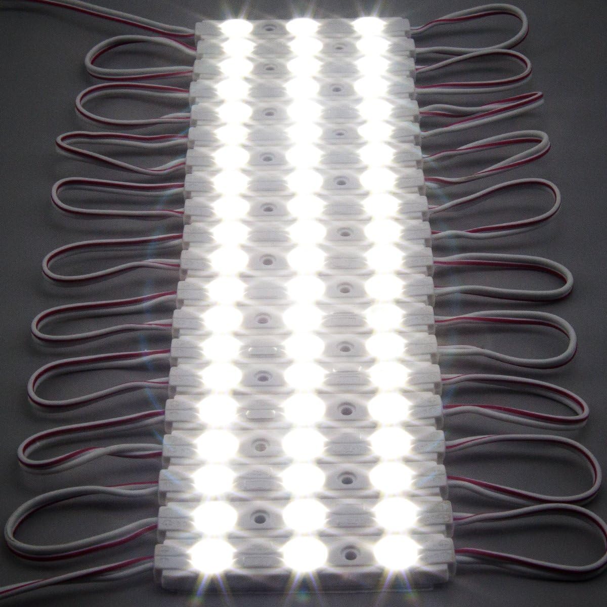 200pcs Daylight White 6500K 0.72W 12 Volt DC LED Module 2835 SMD 3 LEDs Waterproof with Tape Adhesive Backside Pack of 2 X593662