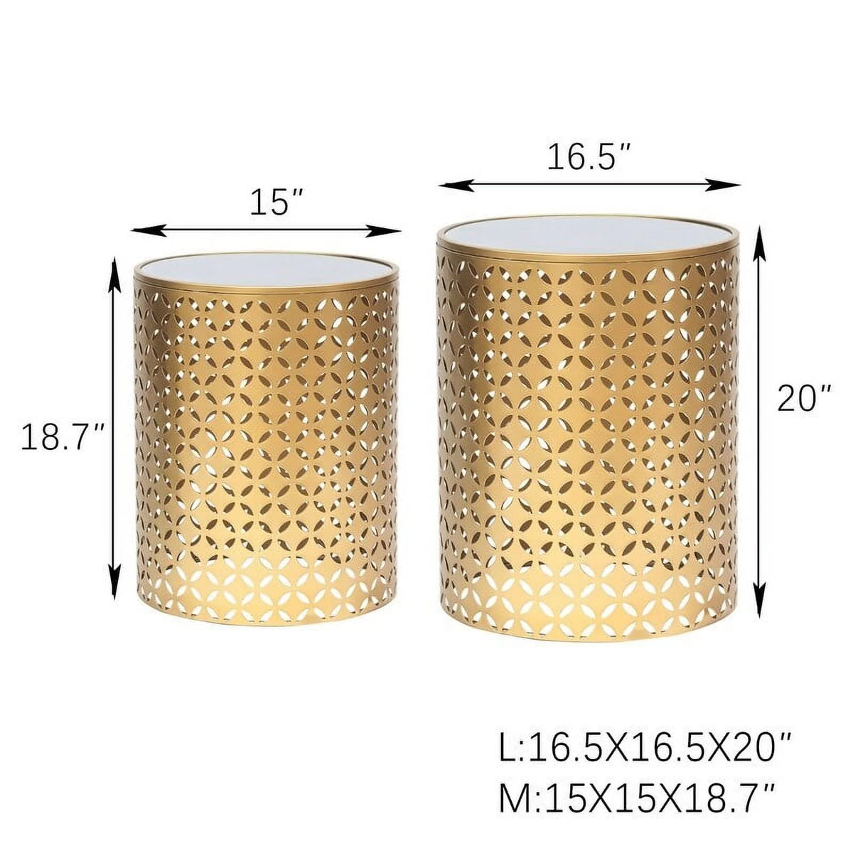 Metal End Tables Set of 2 Gold Nesting Side Coffee Table M139307