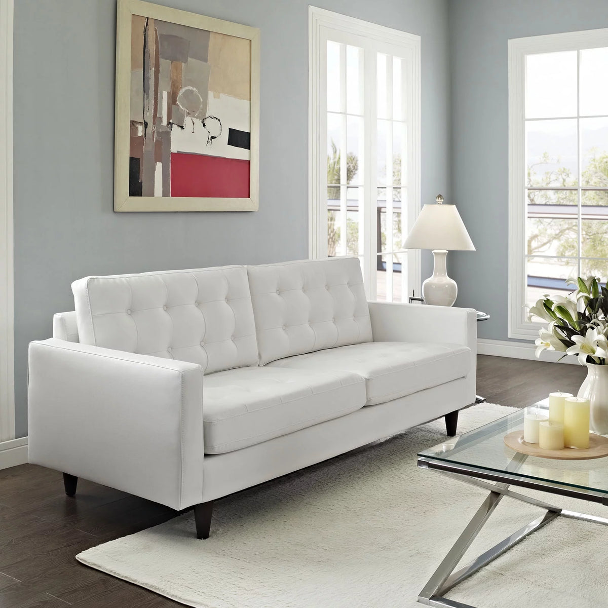 White Leather Sofa T59624