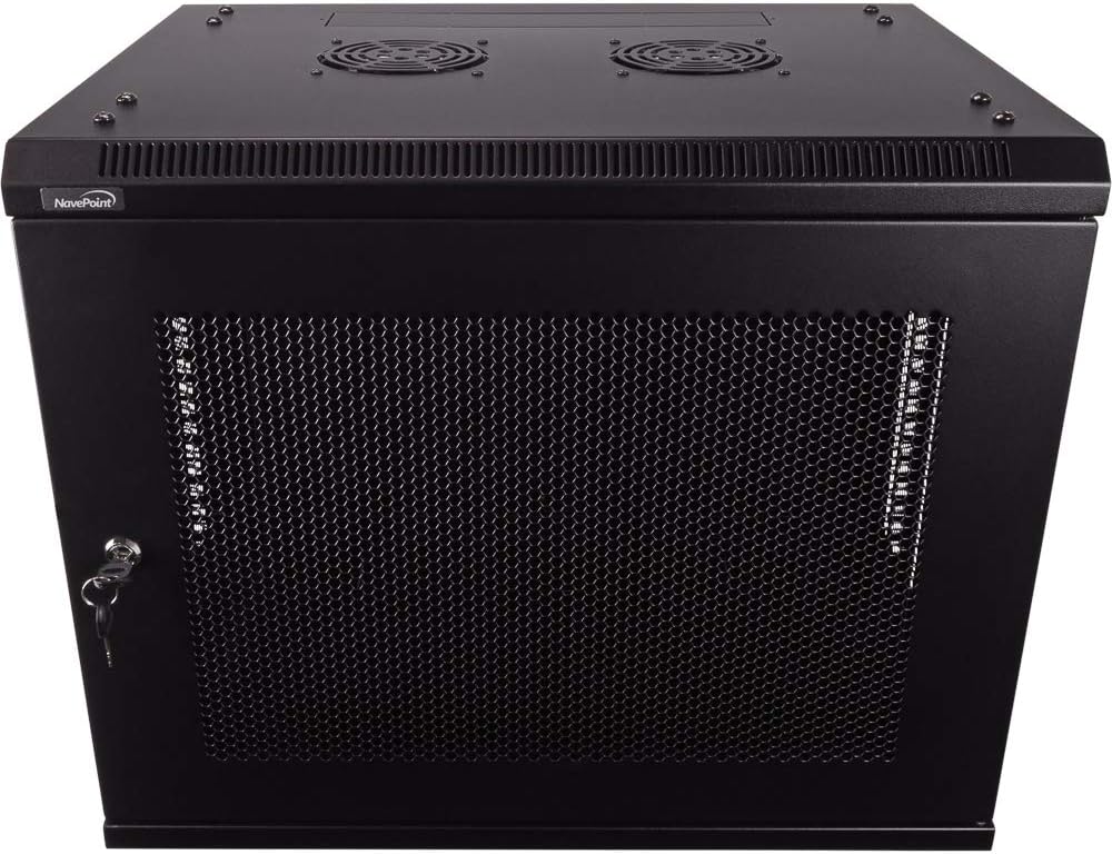 9U Wallmount Cabinet Enclosure 19-Inch Server Network Rack with Locking Perforated Door Black X947