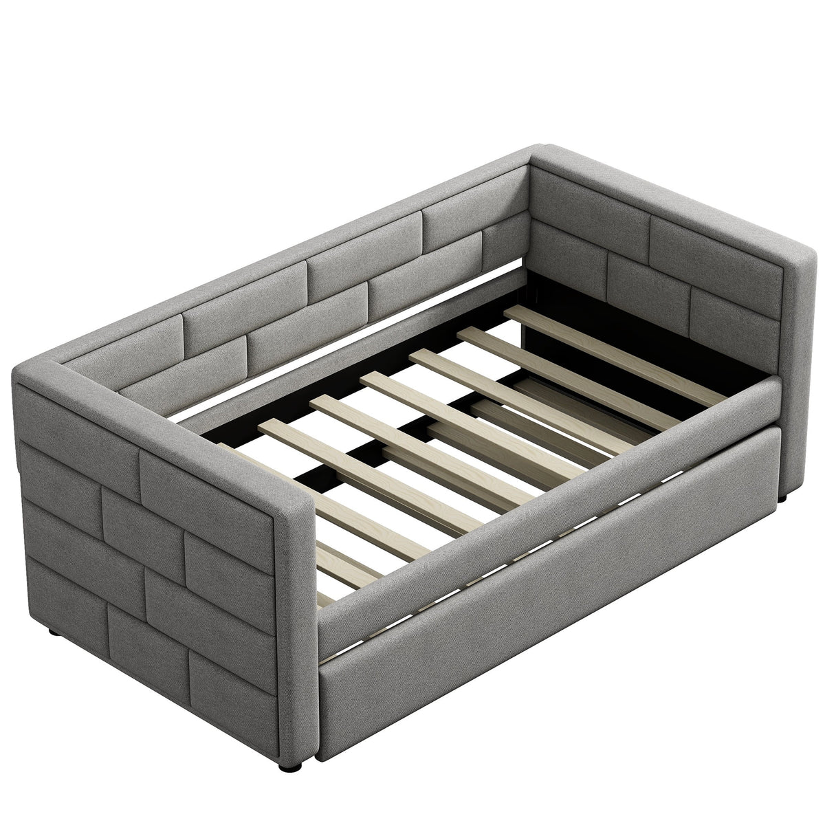 Gray Twin Size Upholstered Daybed with Trundle B103469