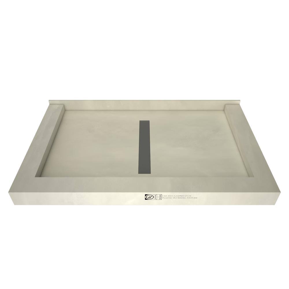 Shower Base with Center Trench Drain and Grate Tile Redi U1838