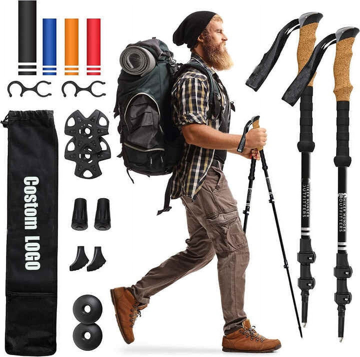 Collapsible Carbon Fiber Trekking Poles with EVA Grips O6121