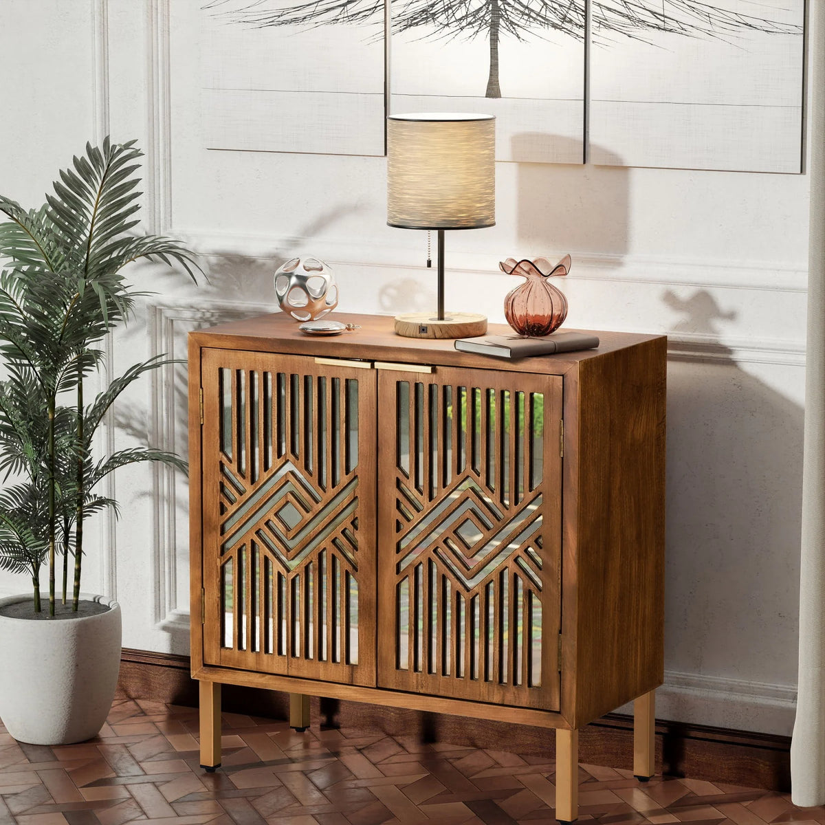 2-Door Accent Cabinet with Mirror Fronts M69419