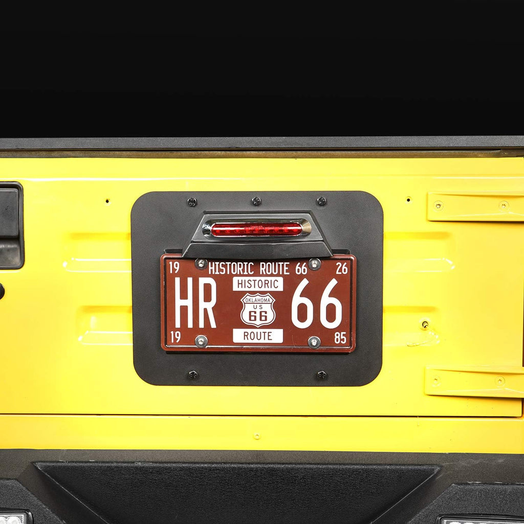 Spare Tire Delete License Plate Relocation Kit with Third Brake Light for Jeep Wrangler TJ X985