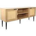 Wooden TV Stand with 2 Wicker Doors and 2 Open Shelves H305860