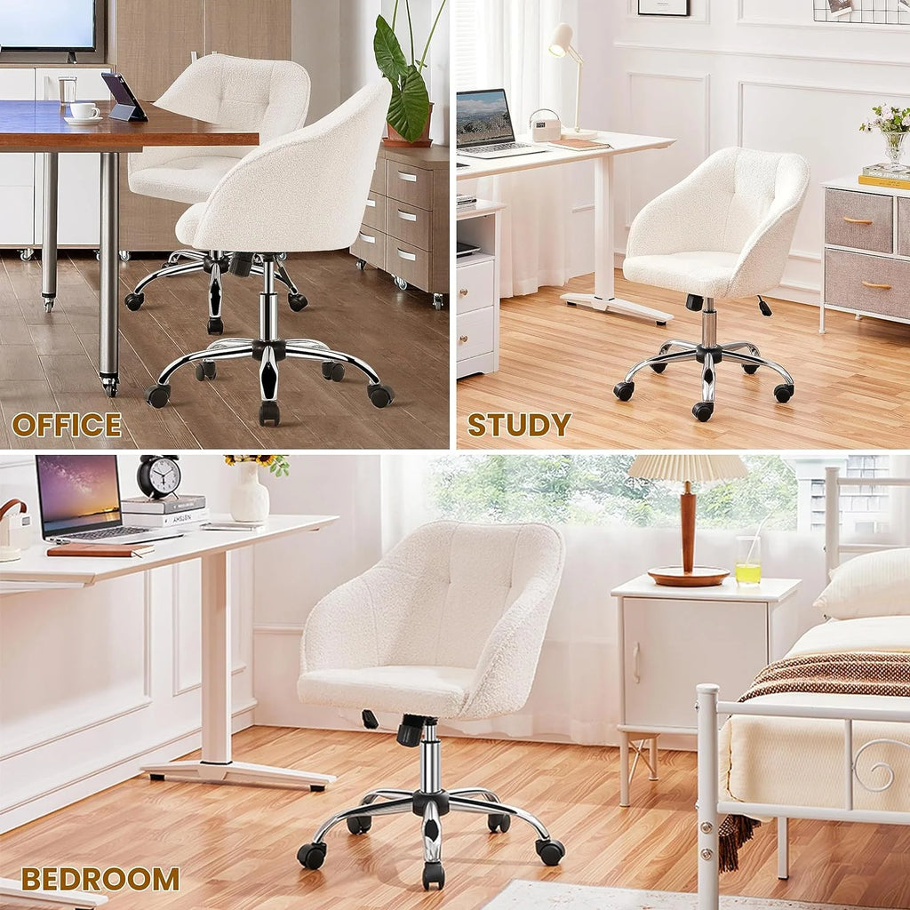 Boucle Desk Chair with Adjustable Tilt Angle J64423