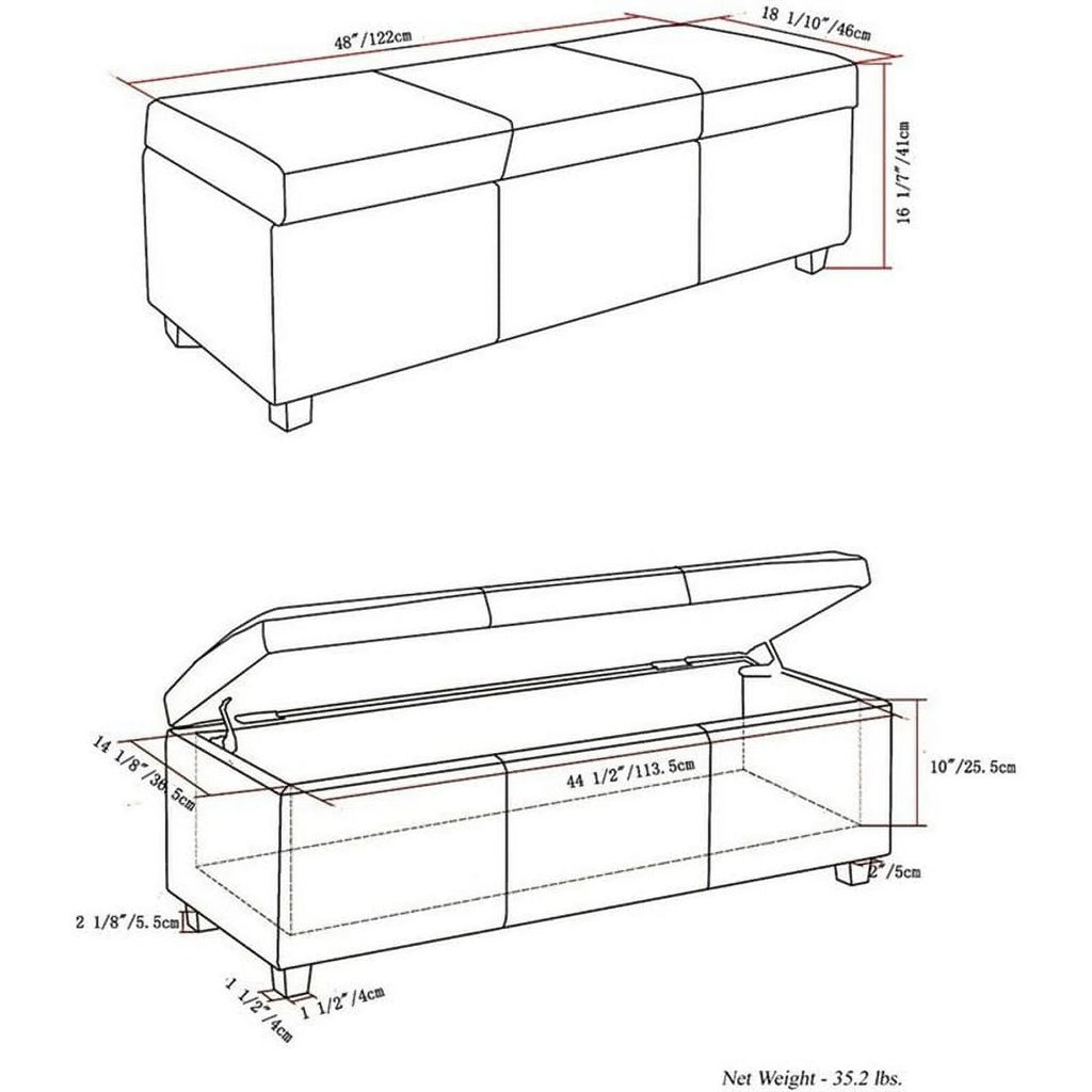 Solid Wood Storage Bench in Cloud Gray M403885