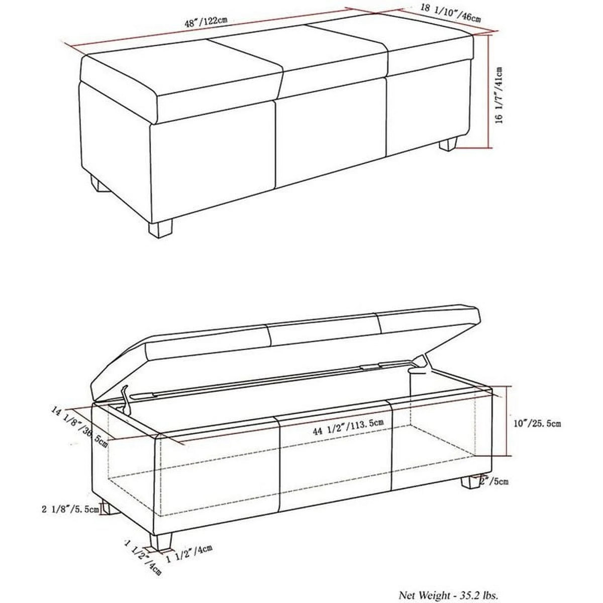 Solid Wood Storage Bench in Cloud Gray M403885