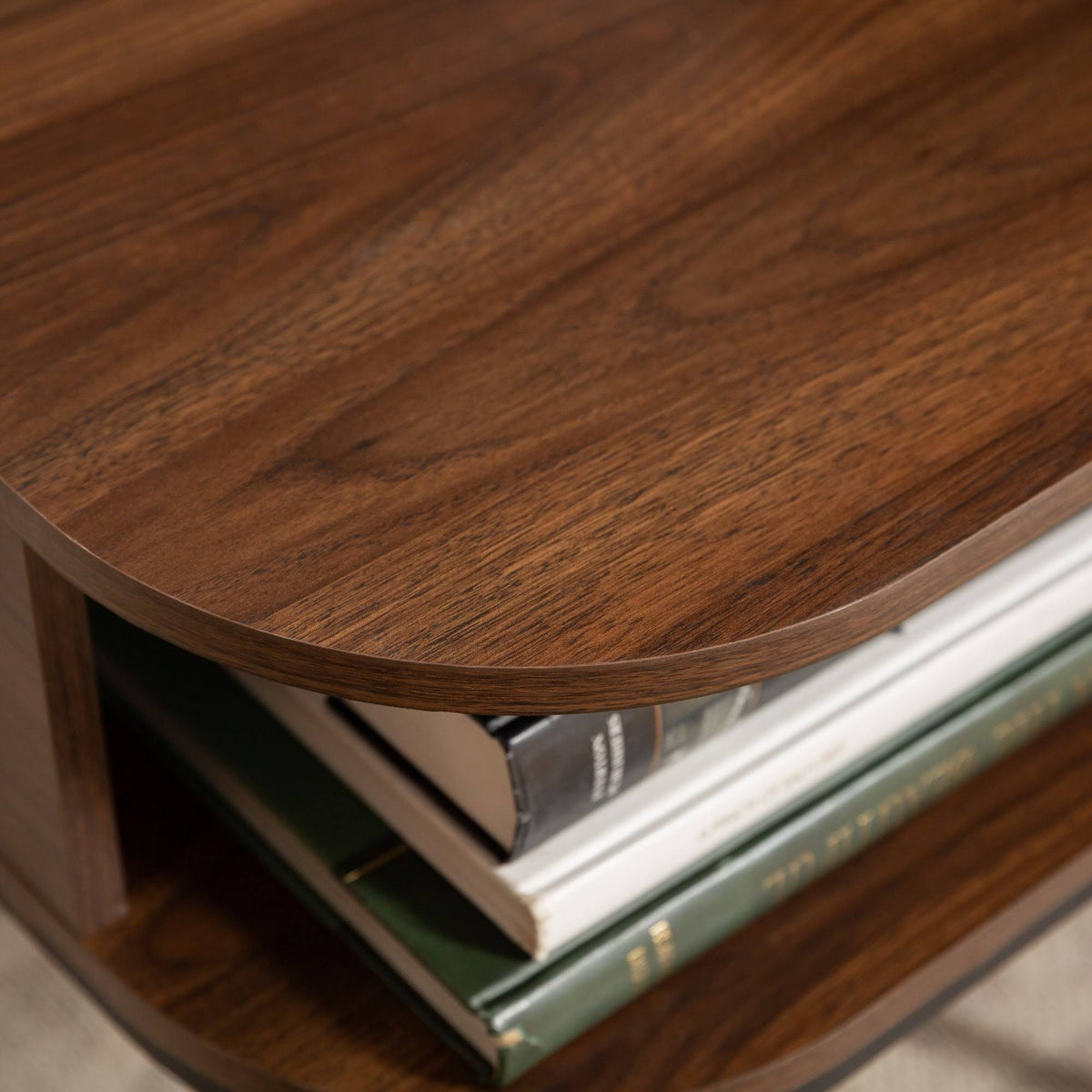 1-Drawer Curved Coffee Table Dark Walnut G58241