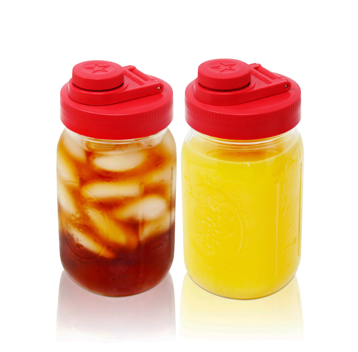 Glass Mason Jar Pitcher with Lid, 1 Quart Wide Mouth, 2-Pack J279